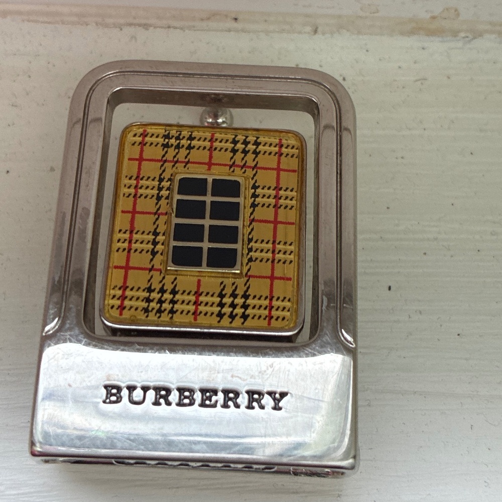 Burberry Black Leather Belt with Yellow Plaid Accent - Picture 3 of 6
